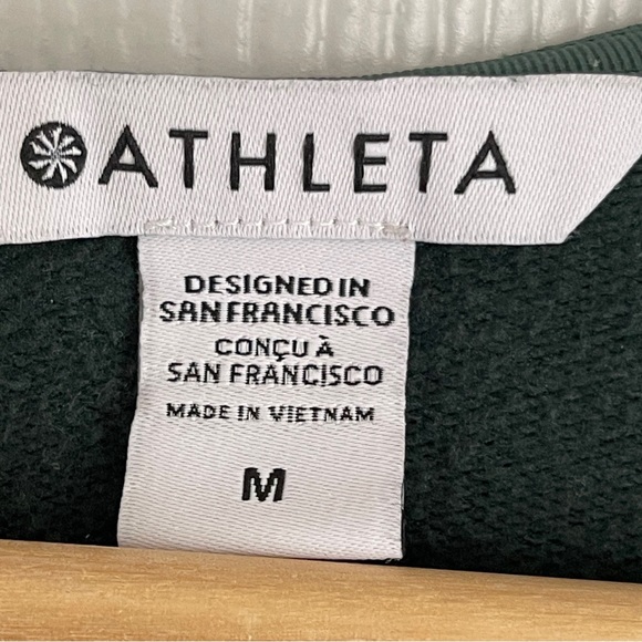 Athleta Purana Wrap Forest Green Sweatshirt Sz M Gently Loved - Picture 5 of 9